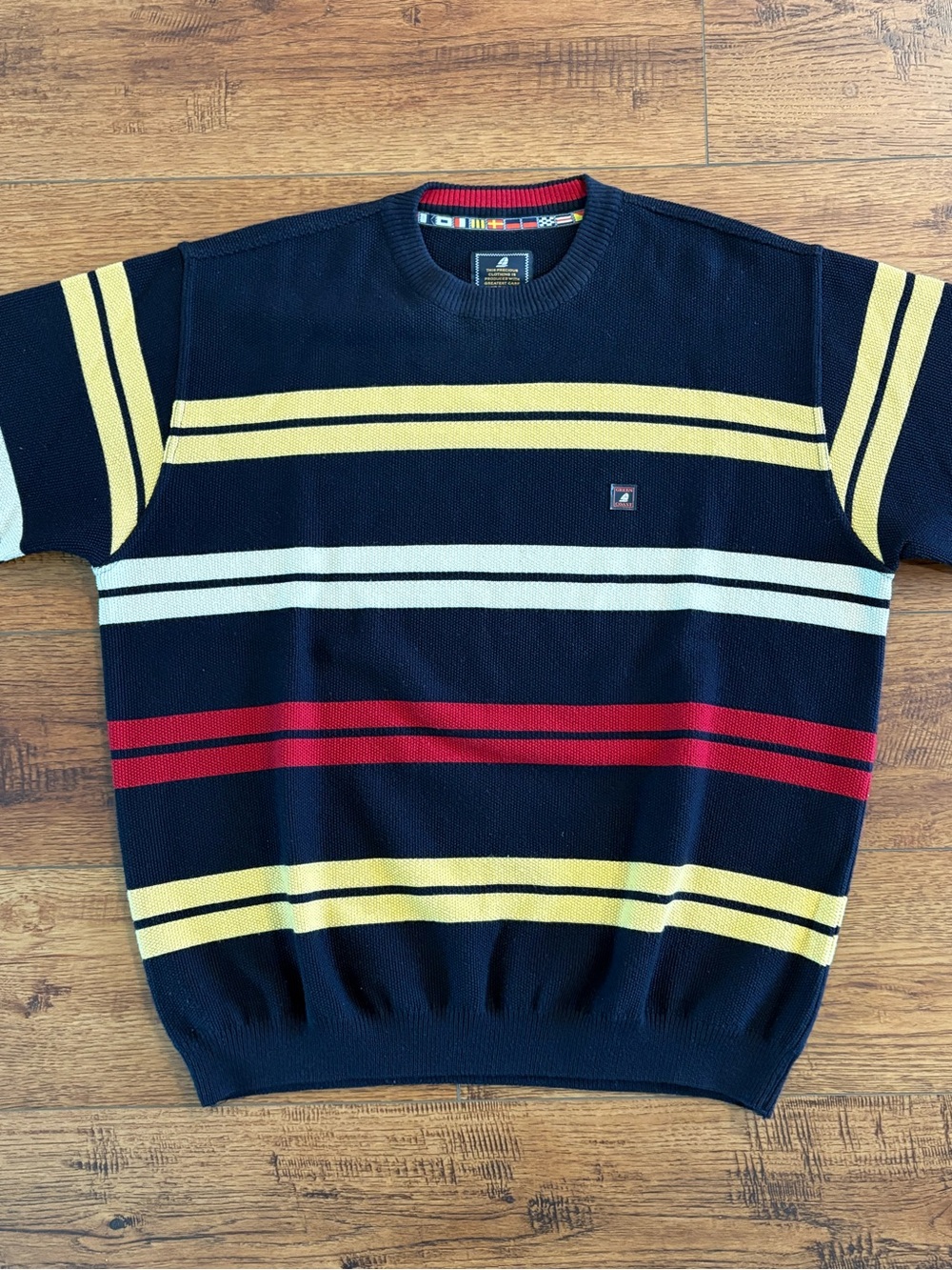 Green Coast Italy Merino Wool Nautical Striped Sweater Mens 52 XL Yacht